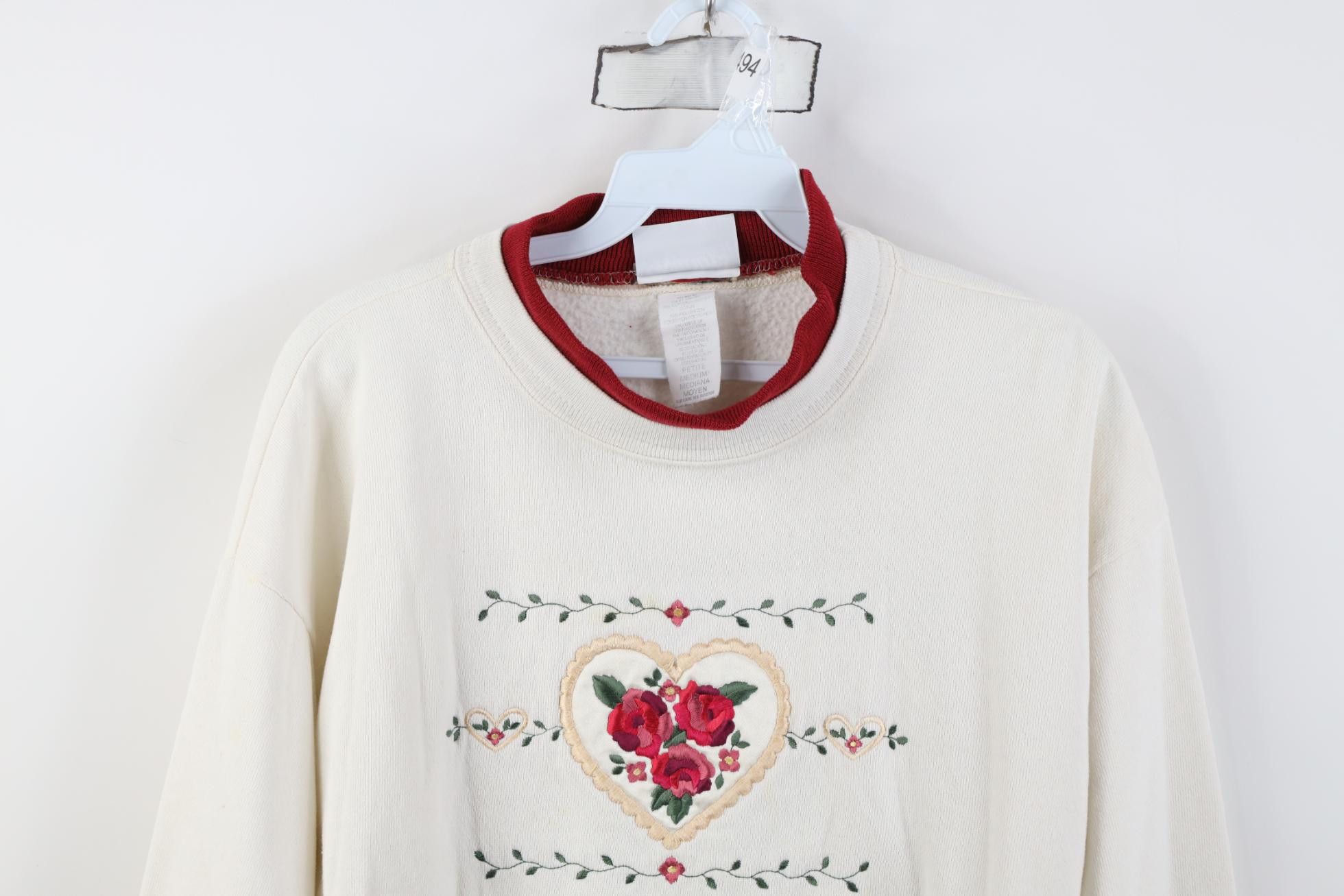 Vintage Vintage 90s Country Grandma Flower Heart Layered Sweatshirt Size M / US 6-8 / IT 42-44 - 2 Thumbnail