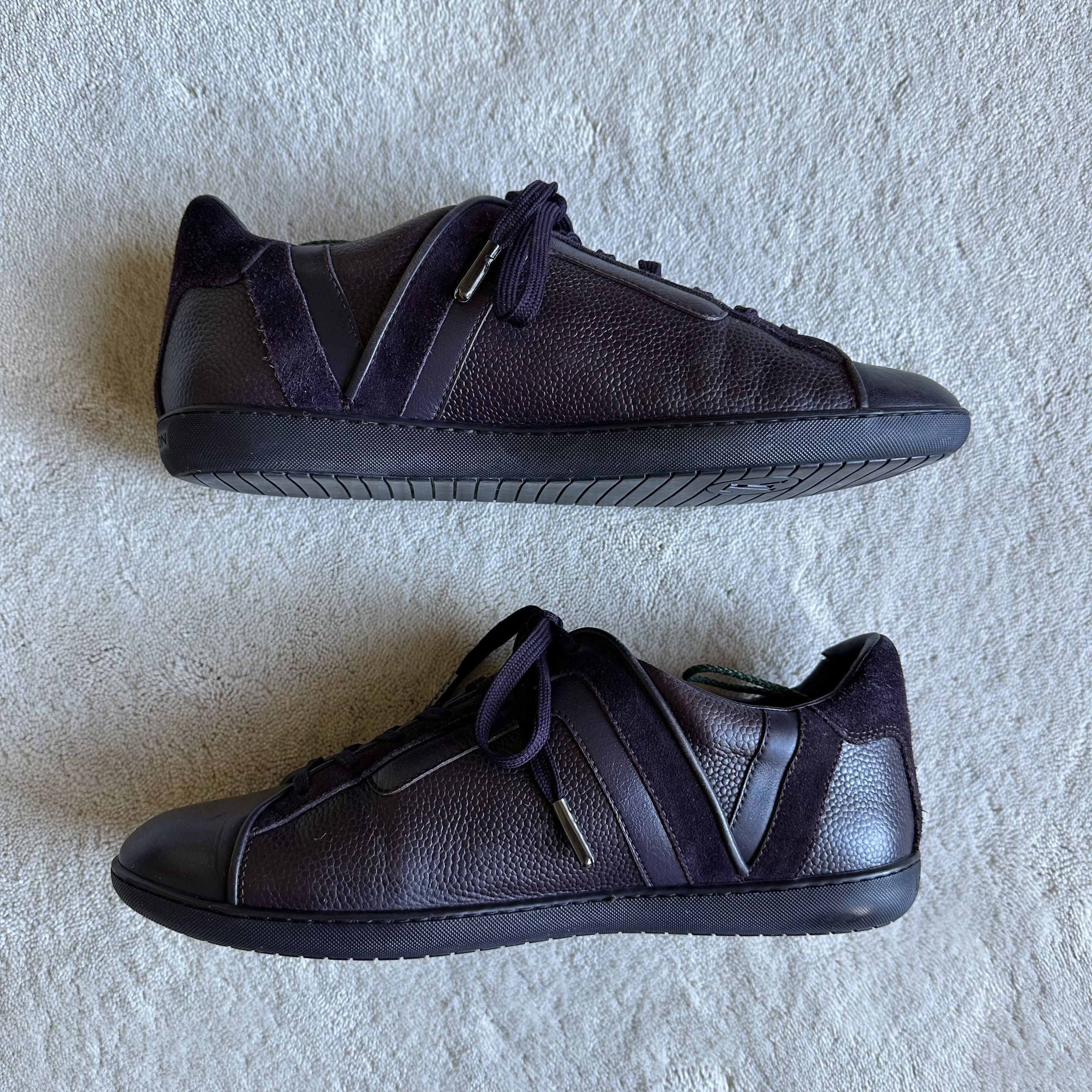 Louis Vuitton LOUIS VUITTON Dk Brown LEATHER Low-Top SNEAKERS Size 7.5 LV Size US 8.5 / EU 41-42 - 2 Thumbnail