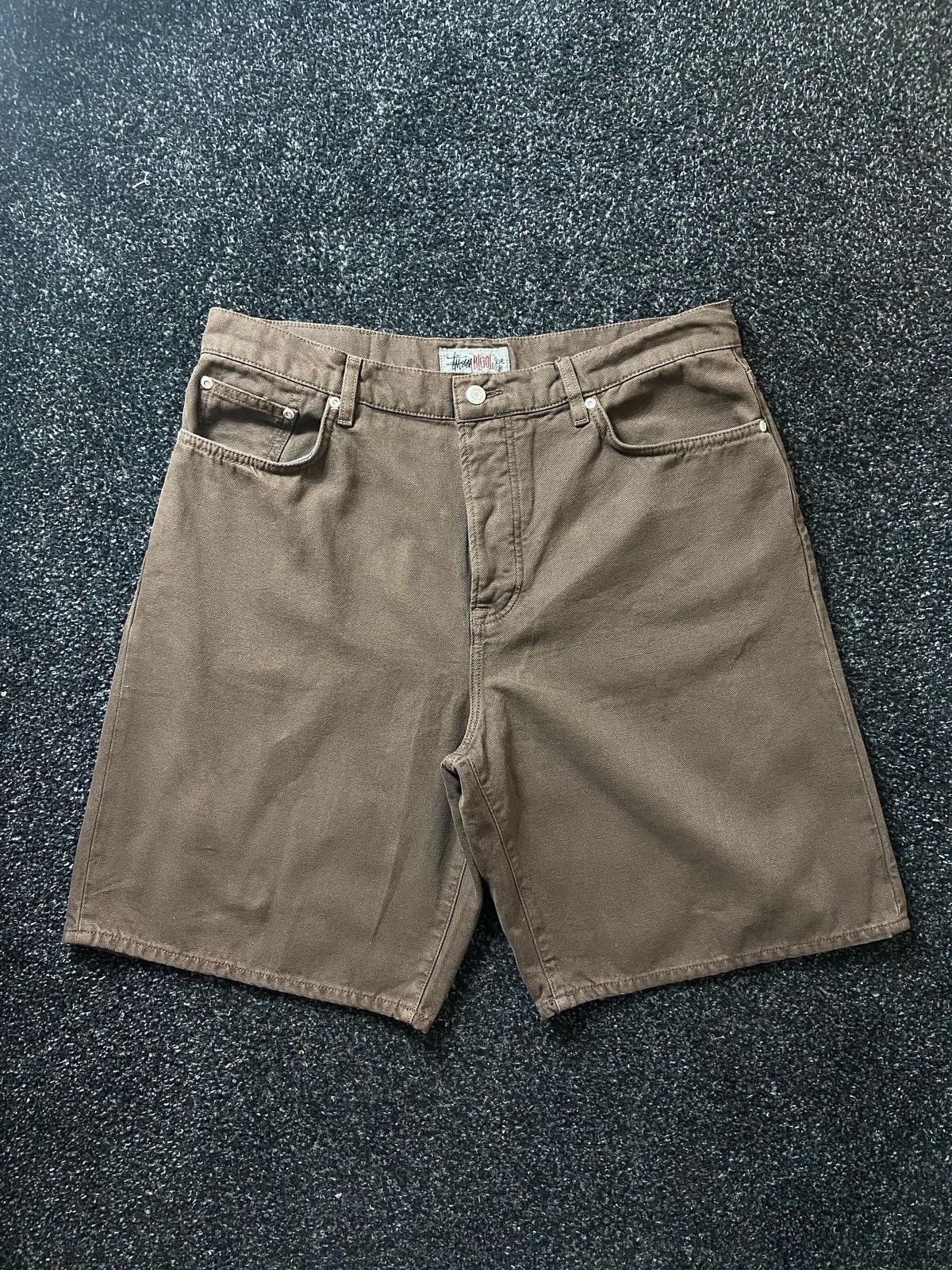 Pre-owned Stussy Big Ol Jeans Shorts Washed Brown Jorts In Blue