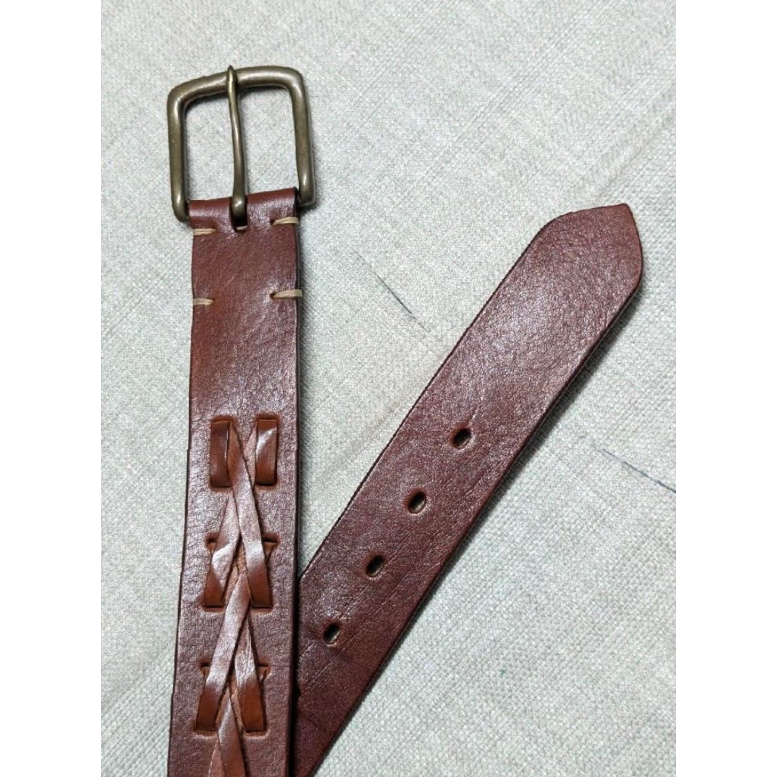 Vintage VINTAGE Valmars leather belt 38 brown full grain Weave Braided Western Hippie Mens Italy size 38 Size 38 - 5 Thumbnail