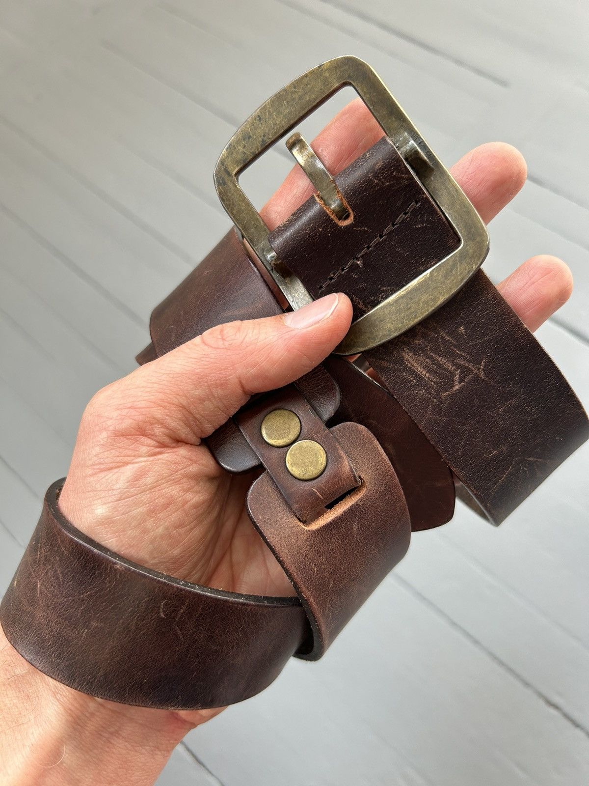 Leather Leather belt vintage Size ONE SIZE - 2 Thumbnail