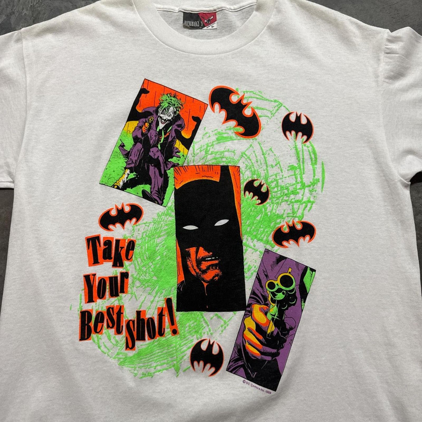 Vintage Batman And Joker Take Your Best Shot Vintage 80s T-Shirt Size US XL / EU 56 / 4 - 2 Thumbnail