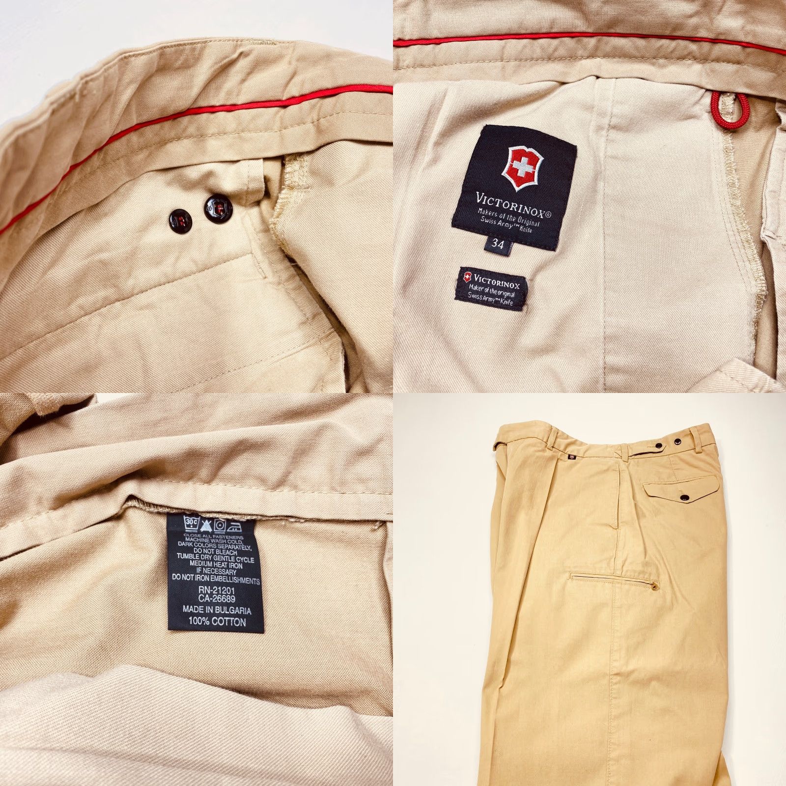 Victorinox VICTORINOX Pants Mens 34x32 Beige Poplin Khaki Pleated Adjustable Waist Outdoor Size US 34 / EU 50 - 8 Thumbnail