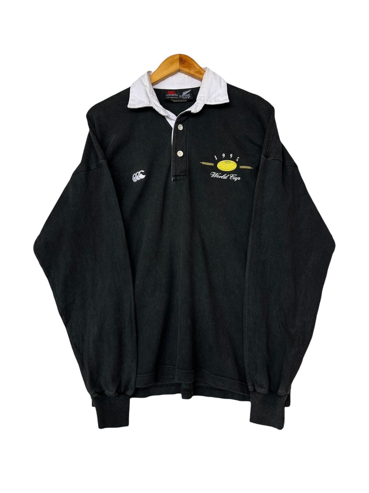 Canterbury of New Zealand Vintage 90s Canterburry World Cup Polo Rugby All Black Shirt Size US L / EU 52-54 / 3 - 2 Thumbnail