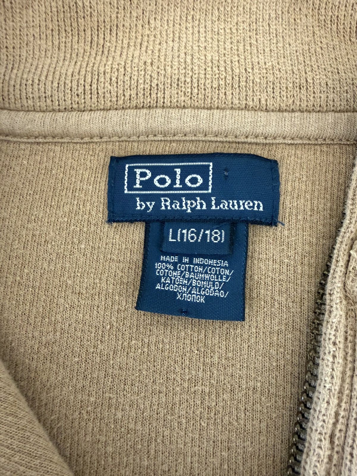 Polo Ralph Lauren POLO RALPH LAUREN Estate Rib TEEN Beige 1/4Zip Pullover Sz L Size US XXS / EU 40 - 5 Thumbnail