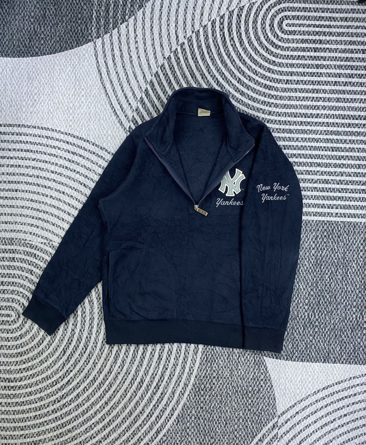 Uniqlo Vtg Uniqlo Yankees New York Navy Halfzip Fleece Sweatshirt Size US XL / EU 56 / 4 - 5 Thumbnail