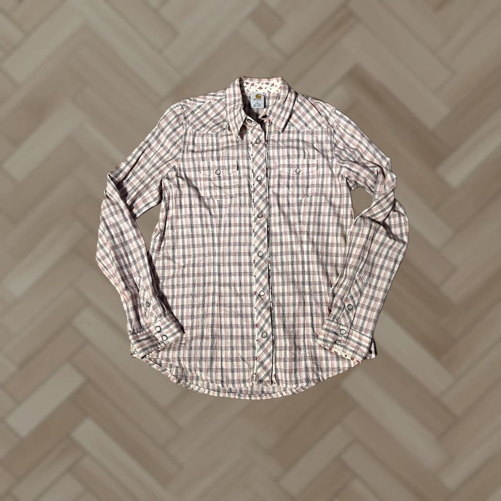 Carhartt Carhartt Womens Pink Plaid Button-Up Long Sleeve Snap On Size L Size L / US 10 / IT 46 - 1 Thumbnail