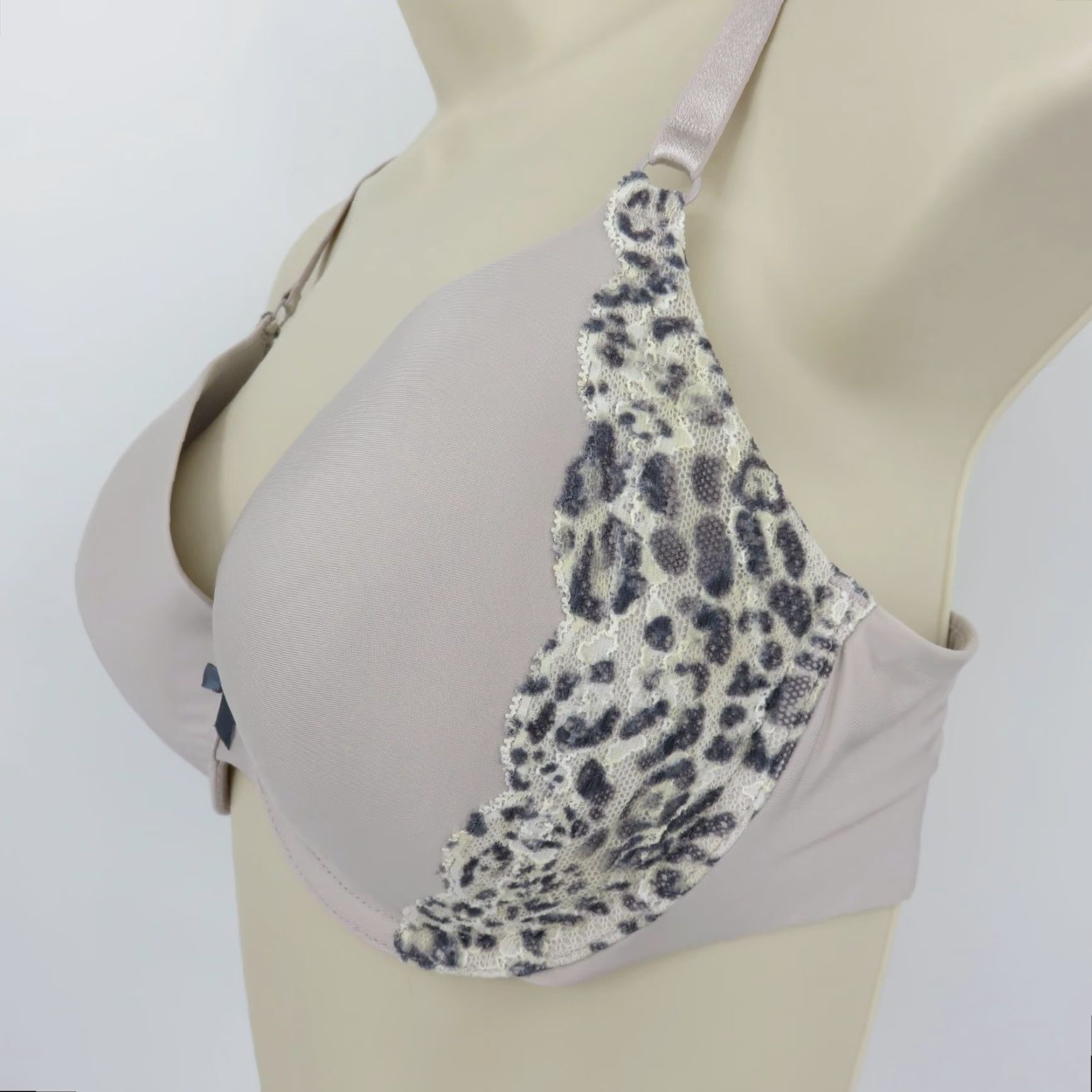 Victoria's Secret Victoria's Secret Perfect Coverage Bra T-Shirt Underwire Lined Gray Leopard Bow 34D Womens Size ONE SIZE - 4 Thumbnail