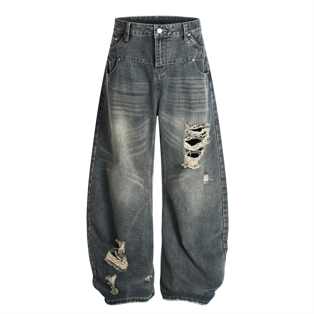 Japanese Brand × Jean Men's loose wide-leg punk washed ripped scimitar jeans Size US 32 / EU 48 - 1 Thumbnail