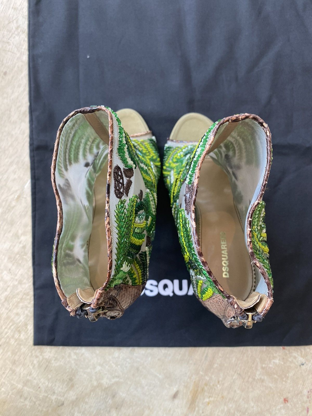 David Eden × Dsquared2 DSQUARED2 Emerald Embroidered Ankle Boots Heels Size US 9 / IT 39 - 7 Thumbnail