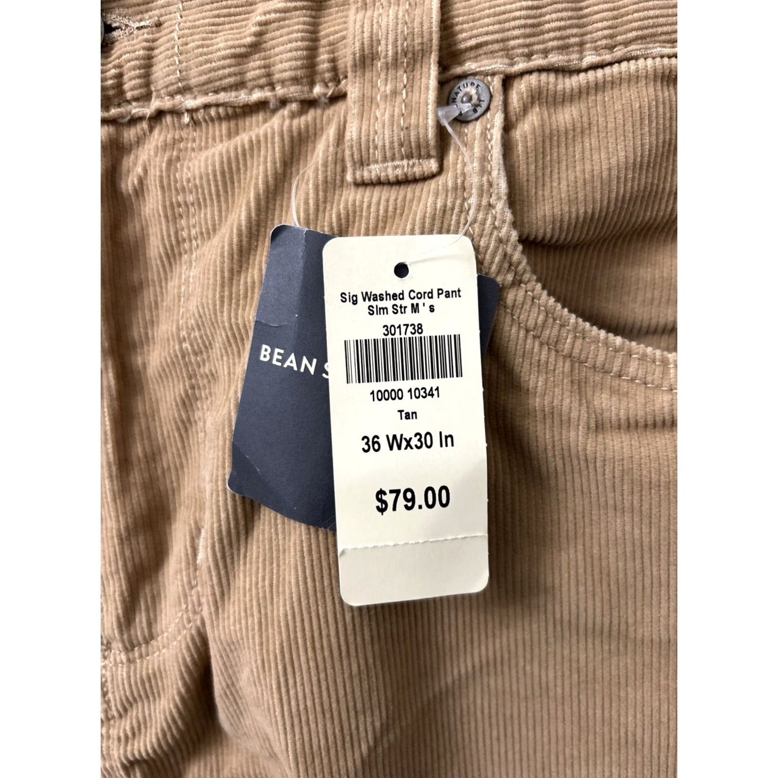 Vintage LL Bean Signature Washed Corduroy Pants Mens 36x30 Tan Slim Straight NWT 5-Pocket Chino Utility Dress Casual Vintage: No Size US 36 / EU 52 - 4 Thumbnail