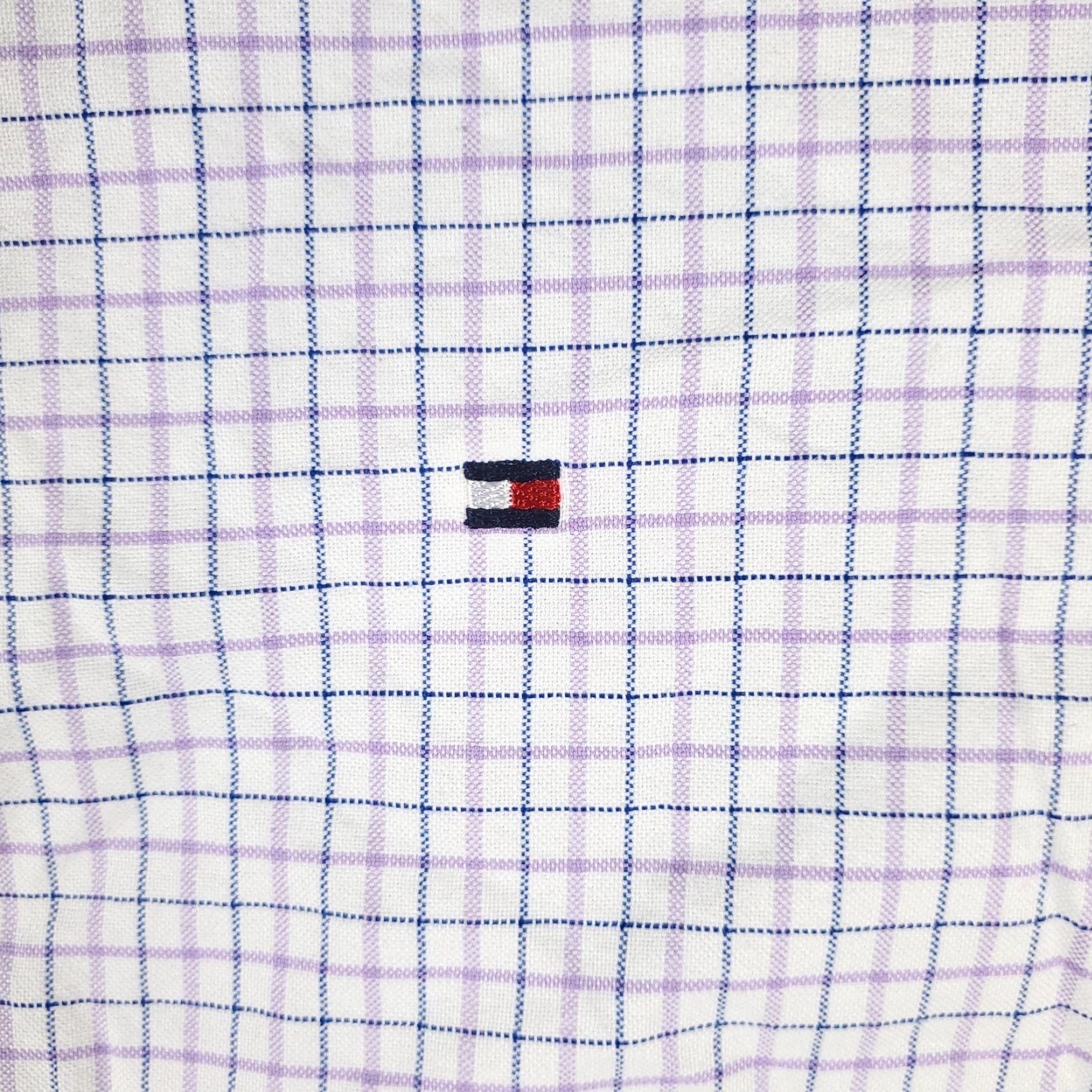 Tommy Hilfiger Vintage Tommy Hilfiger Dress Shirt Men 17.5 Purple Blue Check Long Sleeve Business Casual Formal Size 46R - 2 Thumbnail