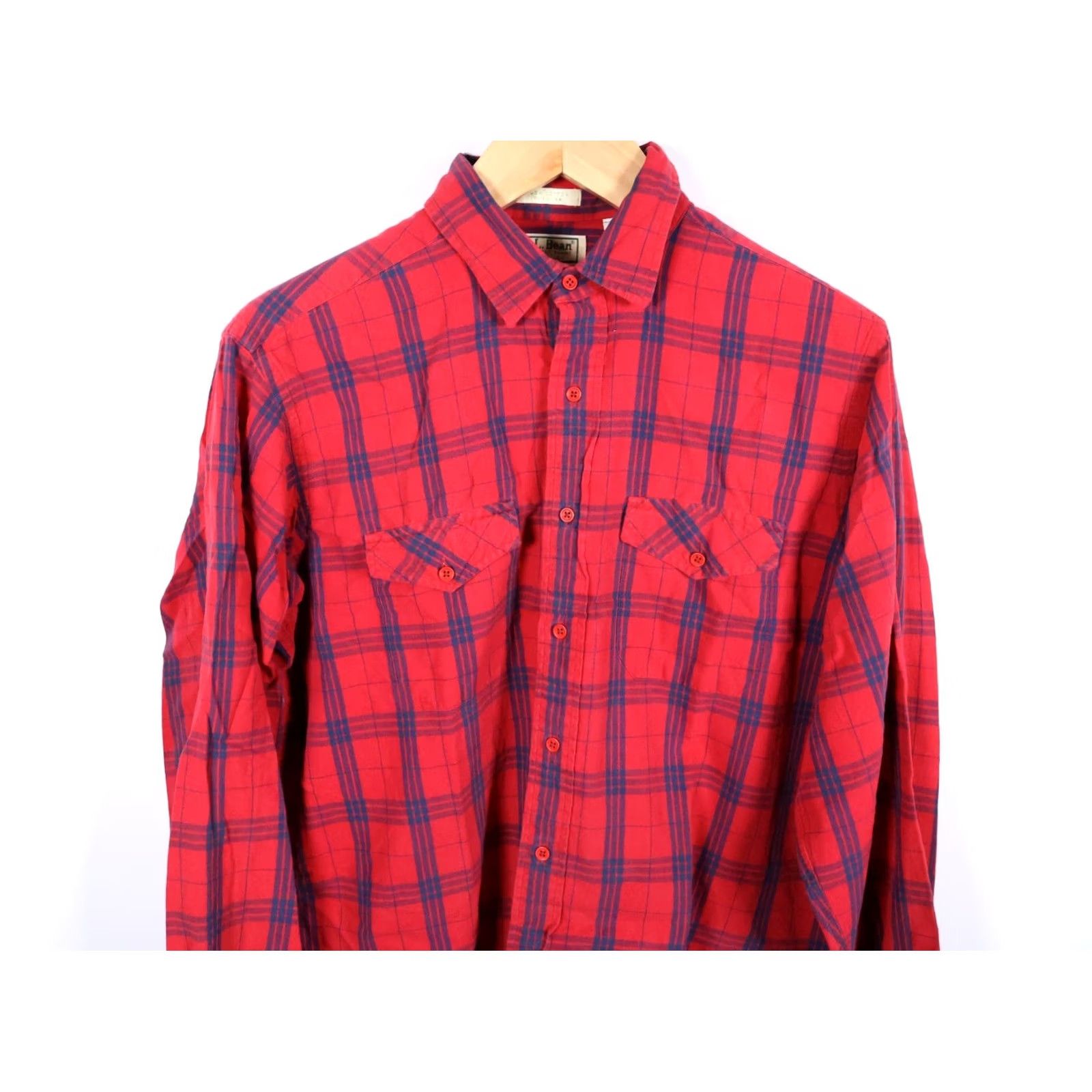Vintage VINTAGE 80s L.L. Bean Shirt Men's Large Red Blue Check Long Sleeve Button Up USA Made Size US L / EU 52-54 / 3 - 4 Thumbnail