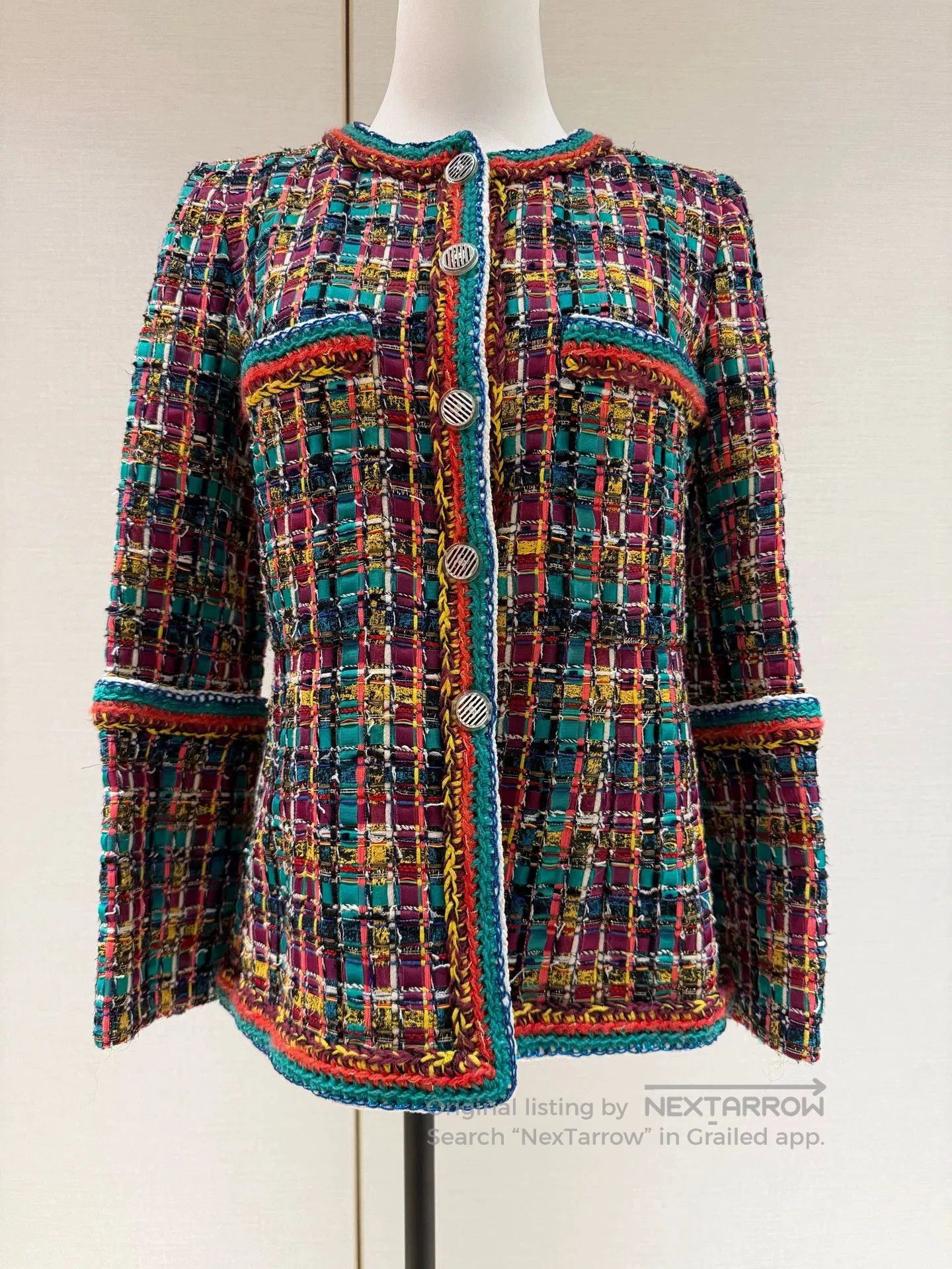 Chanel Colorful Mosaic Knit Jacket.