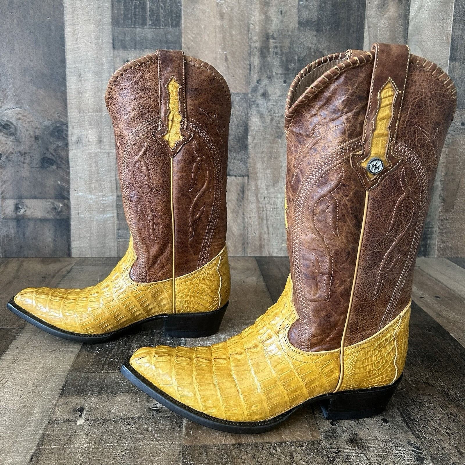 Vintage Montana Caiman Tail Western Cowboy Boots Mens 9 E Size US 9 / EU 42 - 2 Thumbnail