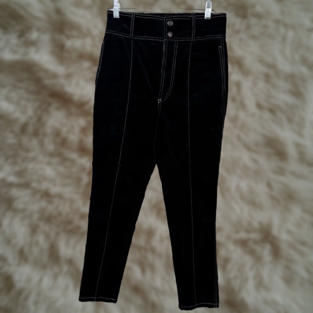 Urban Outfitters VINTAGE Urban Outfitters Pants Women Black Velvet Thick White Stitch Size 6 Size 28" / US 6 / IT 42 - 1 Thumbnail