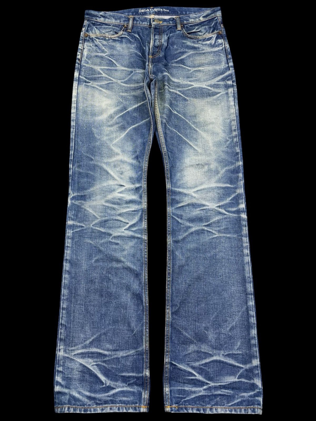 Japanese Brand 💥Insane Style💥fin&Sons Japan Smoky Fades Denim K6 Size US 34 / EU 50 - 1 Thumbnail