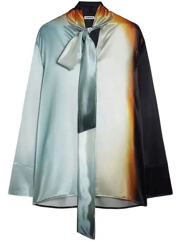 Jil Sander o1loc1c0426 Abstract Pattern Shirt in Blue Size L / US 10 / IT 46 - 1 Thumbnail