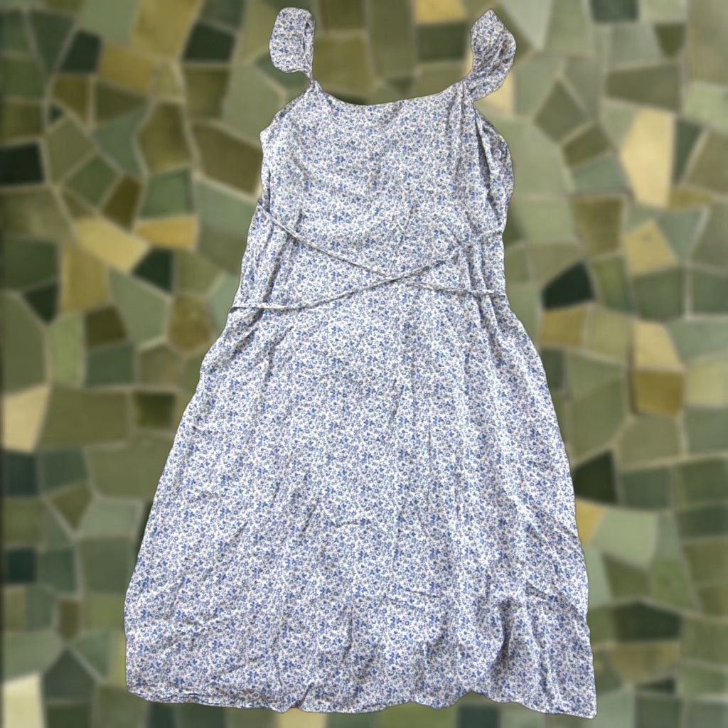 Madewell Madewell Rayon White Blue Floral Ruffle Midi Maxi Wrap Tank Dress Women 18 Size XXL / US 16-18 / IT 52-54 - 1 Thumbnail