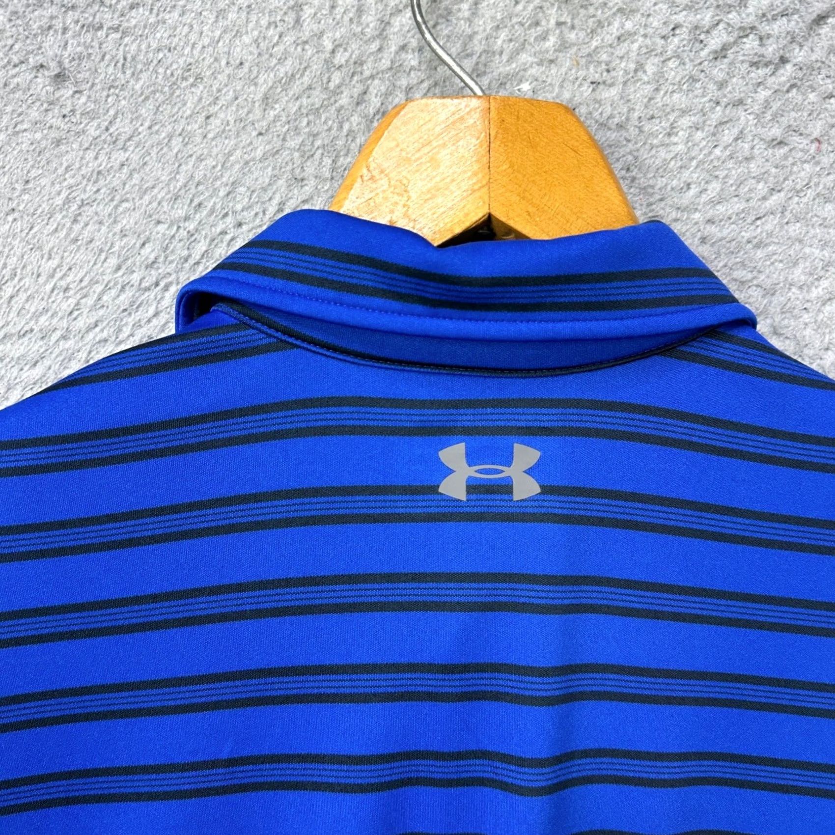 Under Armour Under Armour HeatGear Polo Shirt Men XL Striped Blue Black Short Sleeve Moisture Wicking Golf Rugby Loose Fit EUC Size US XL / EU 56 / 4 - 7 Thumbnail
