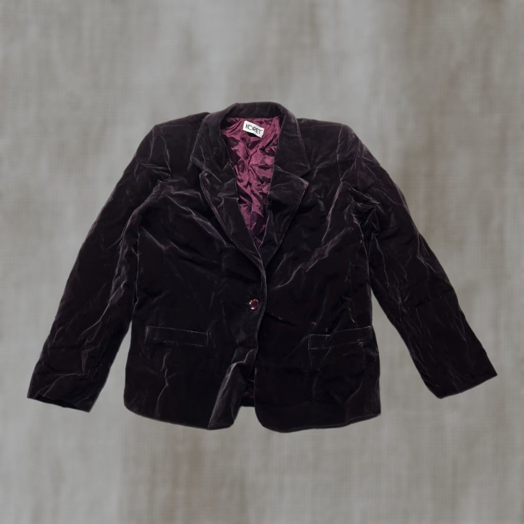 Vintage Koret Of California Jacket Burgundy Velvet Womens Blazer with Pockets Vintage M Size M / US 6-8 / IT 42-44 - 1 Thumbnail