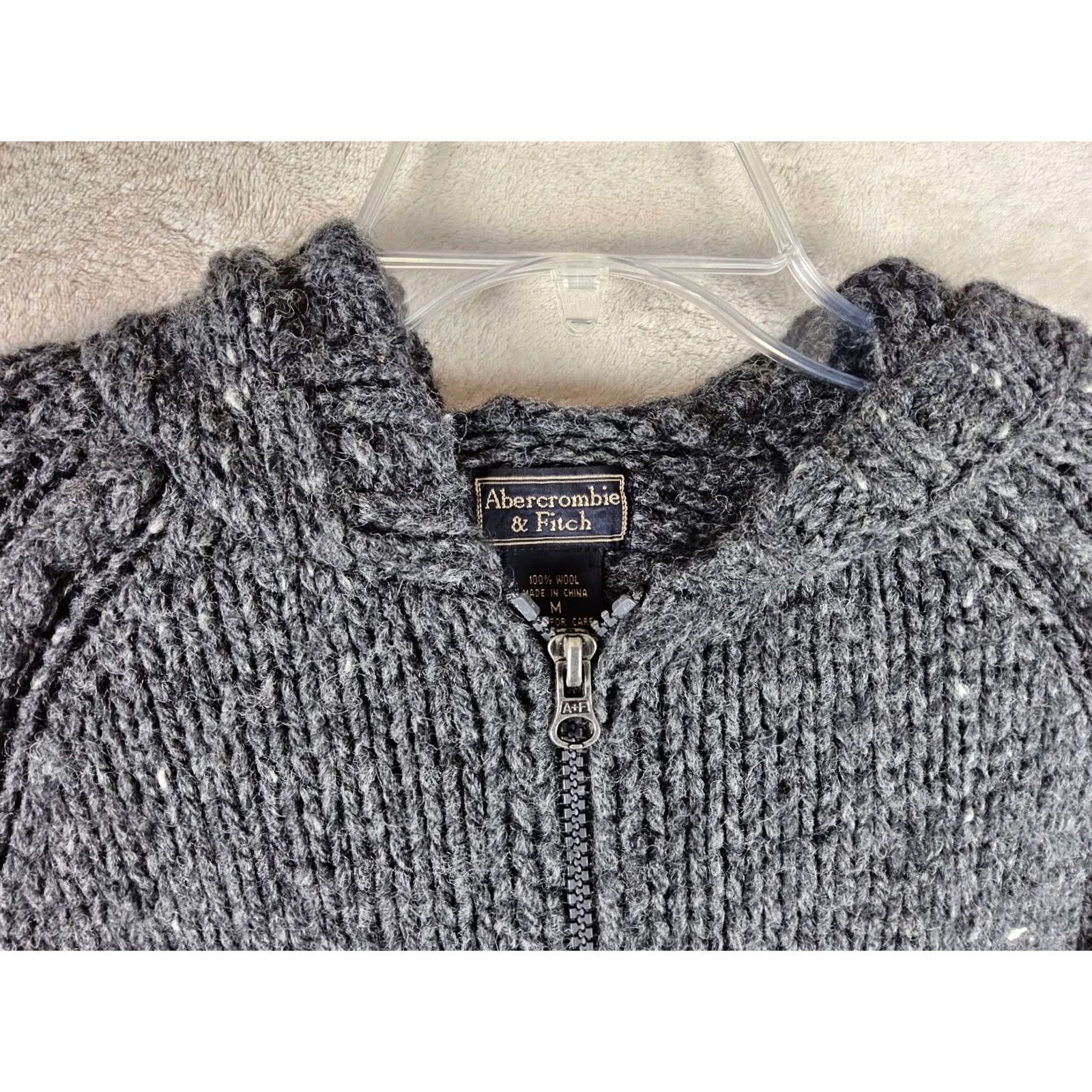 Abercrombie & Fitch Abercrombie & Fitch Full Zip Sweater Women Hooded 100% Wool Gray Size M Size M / US 6-8 / IT 42-44 - 2 Thumbnail