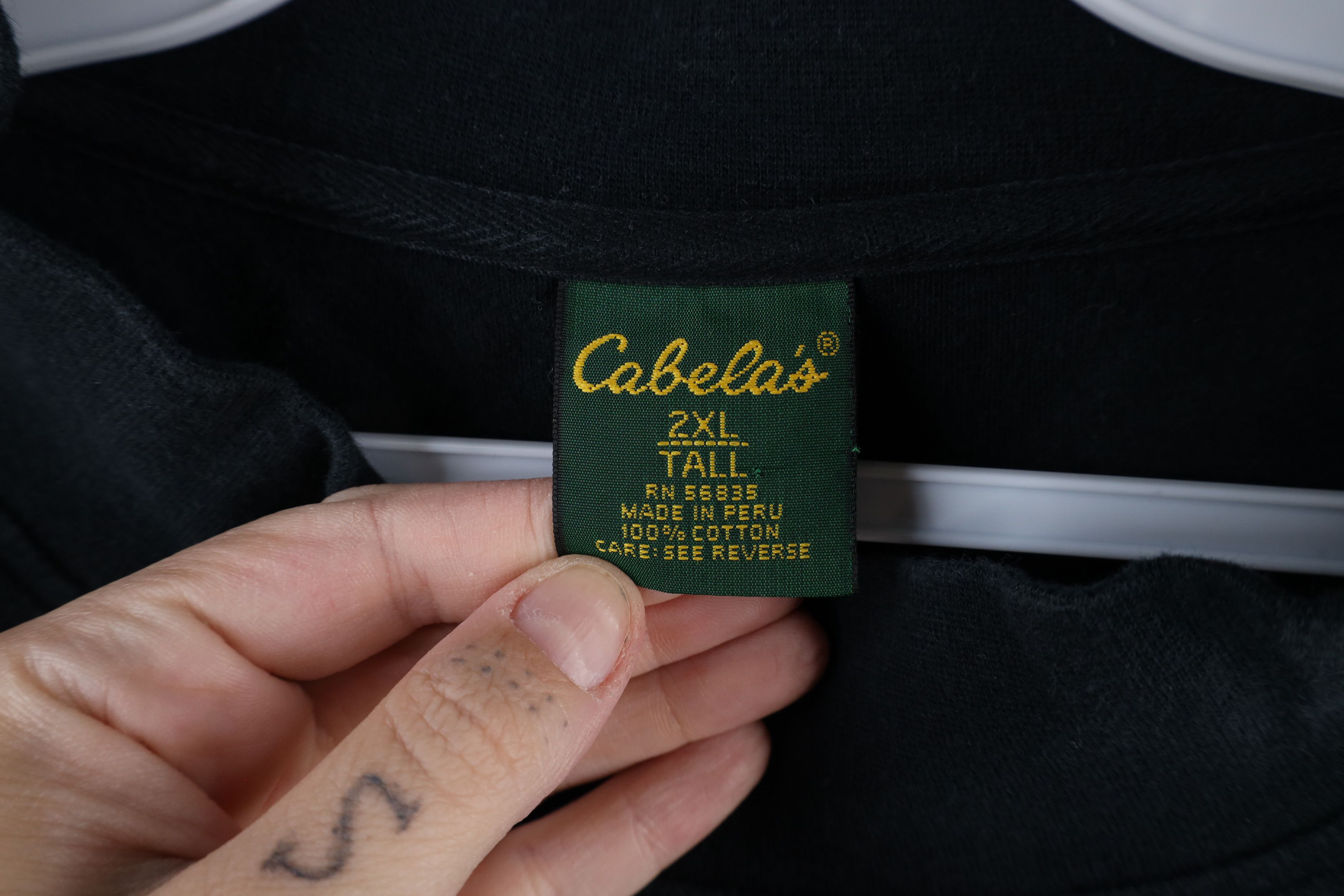 Cabelas × Vintage Vintage 90s Cabelas Long Sleeve Mock Neck T-Shirt Black Size US XXL / EU 58 / 5 - 4 Thumbnail