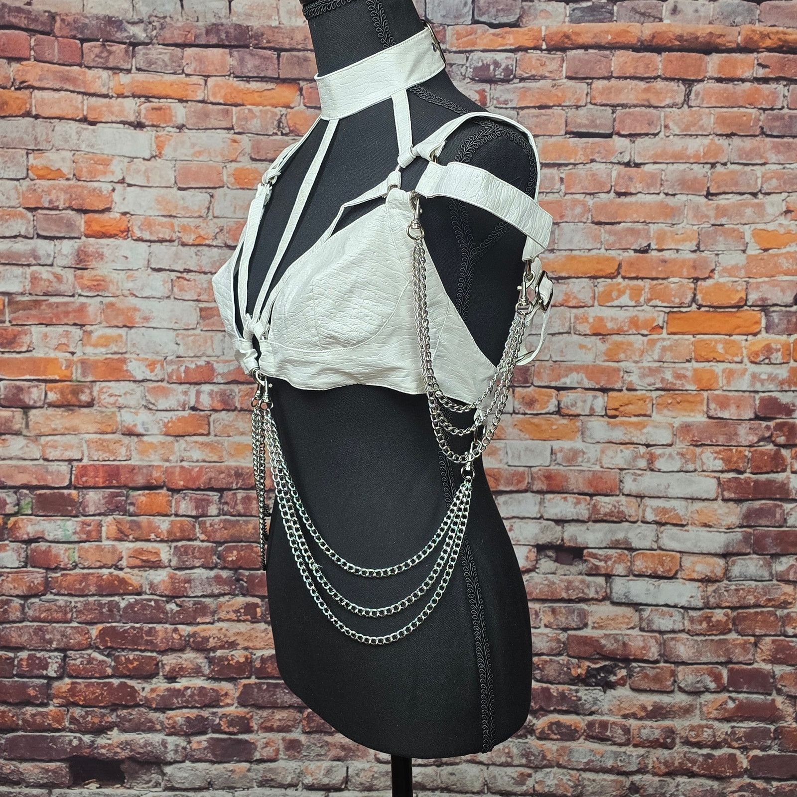 Dolls Kill Doll skill Club Exx White Faux Leather Rave Top Size S Size S / US 4 / IT 40 - 2 Thumbnail