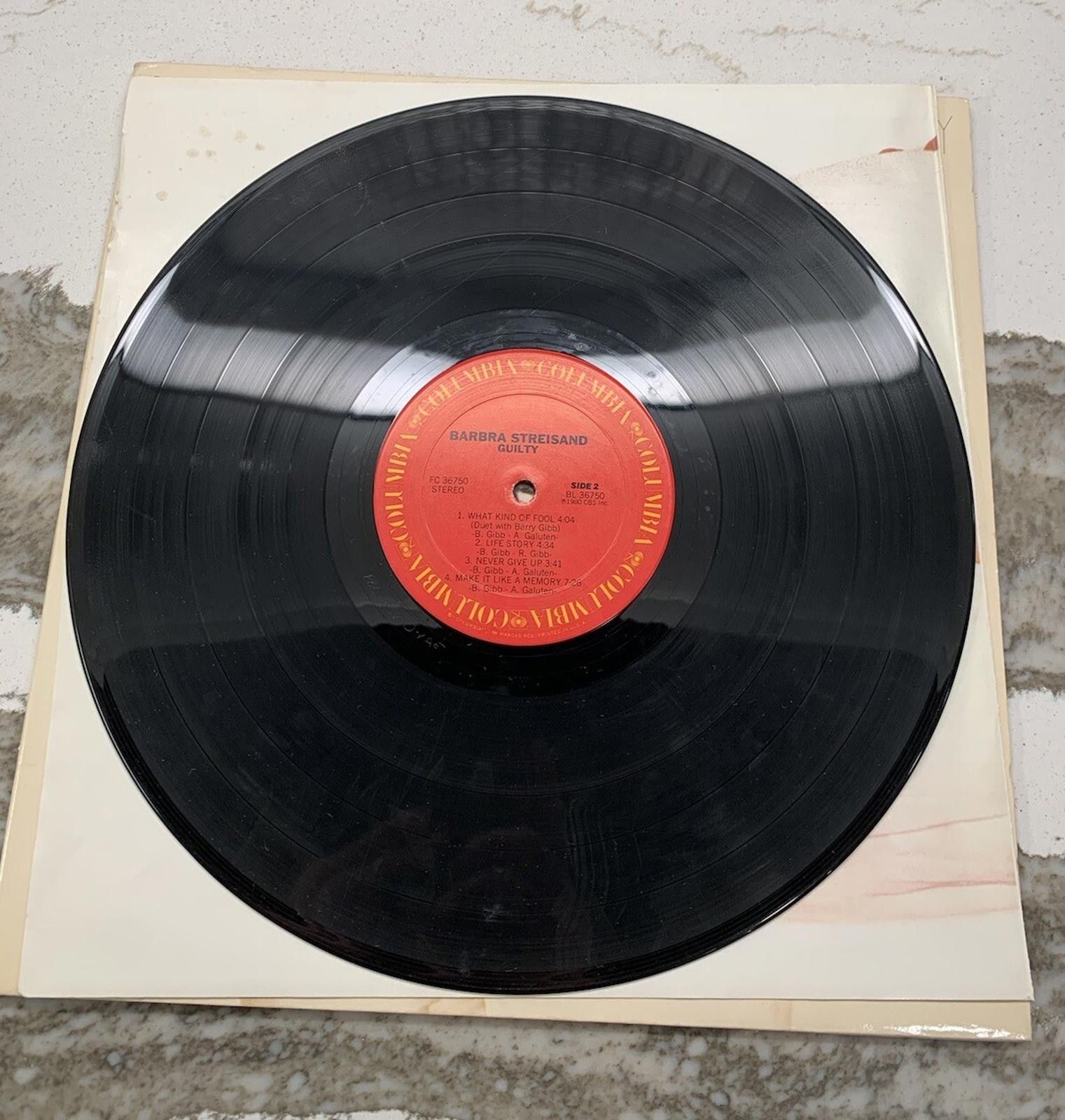 Designer GUILTY by Barbra Streisand Barry Gibb Vintage Vinyl LP 1980 Size ONE SIZE - 4 Thumbnail