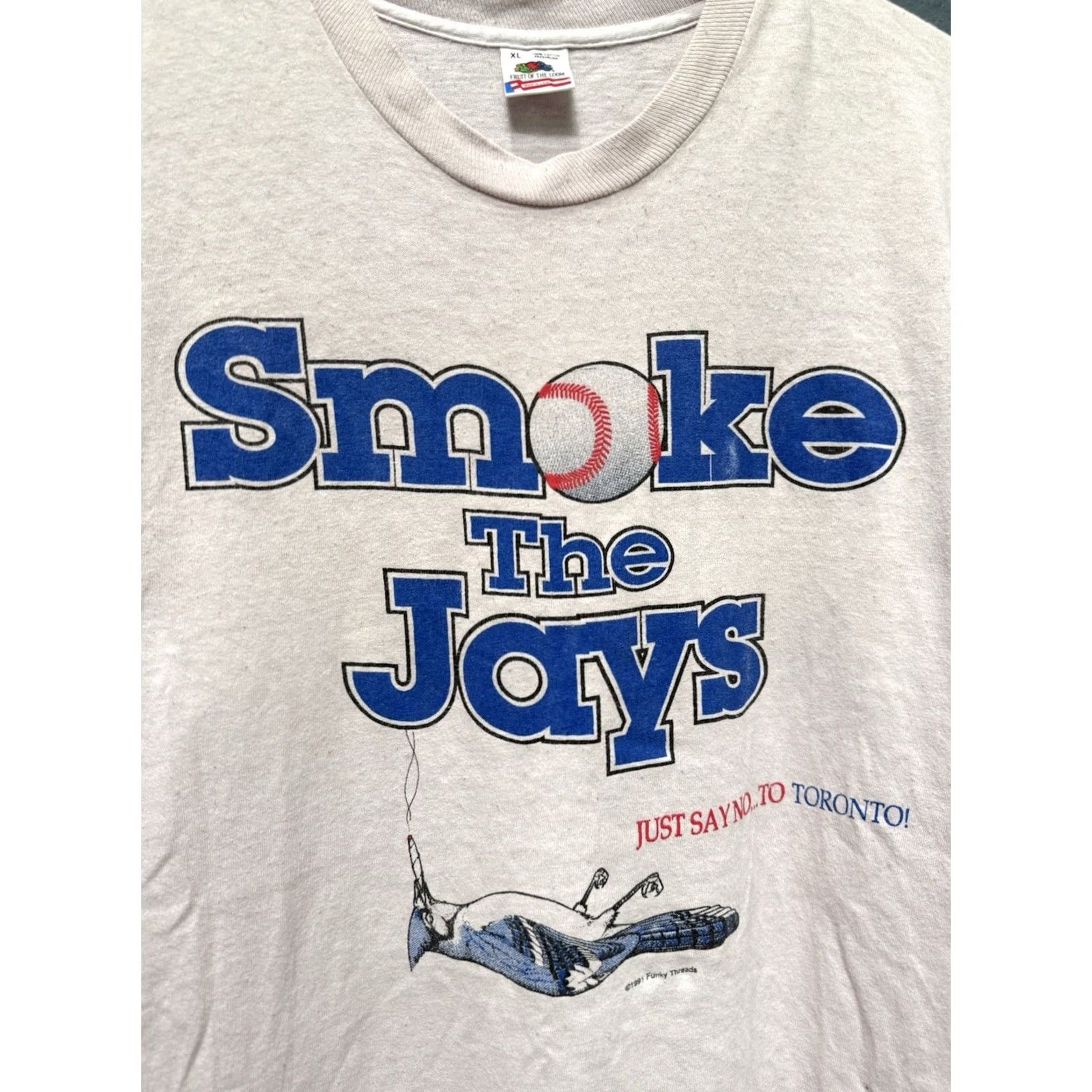 Fruit Of The Loom VINTAGE Fruit of the Loom White Tee Shirt 90s Baseball Size XL Mens Size US XL / EU 56 / 4 - 4 Thumbnail