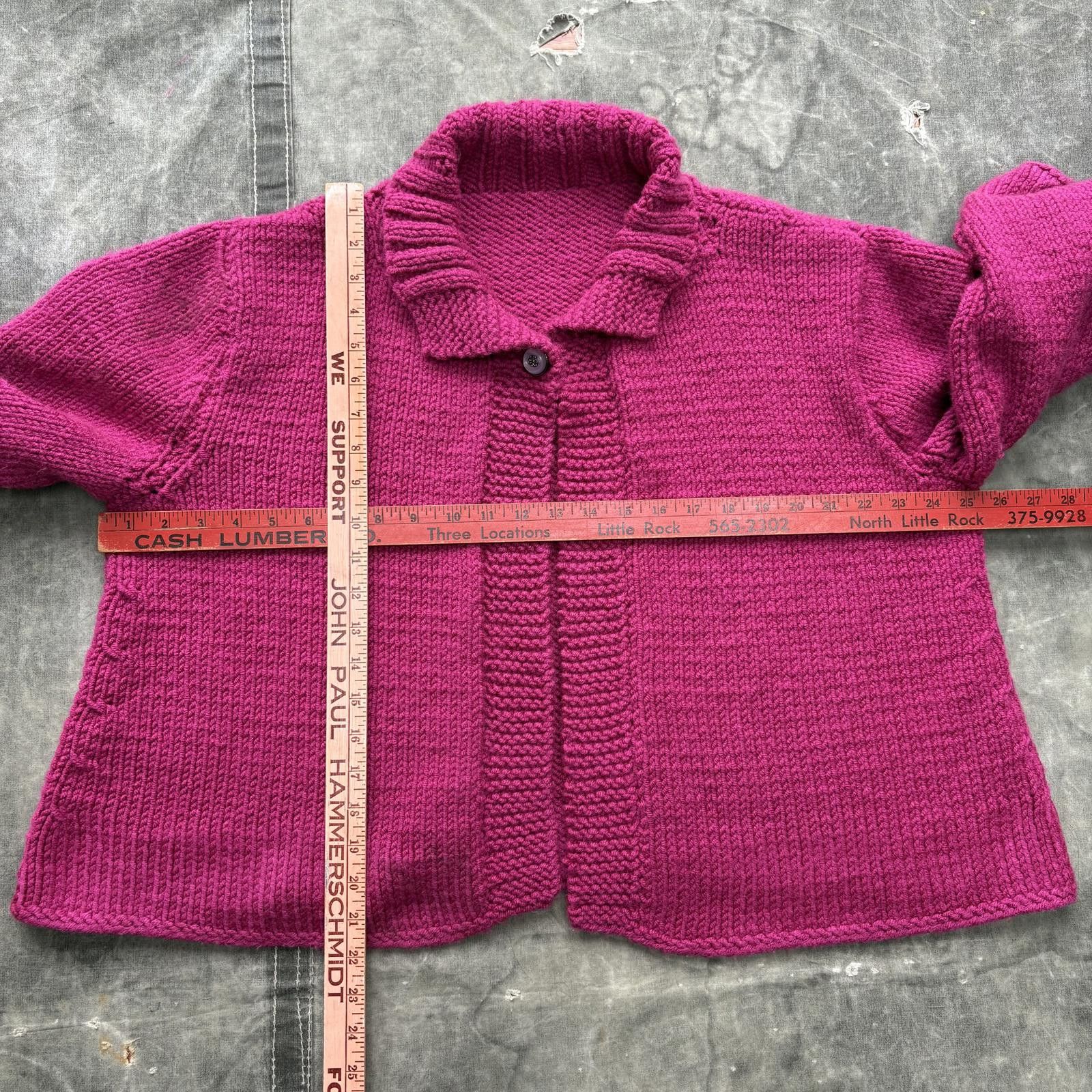 Vintage Vintage 90s Hot Pink Chunky Knit Cottage Sweater Cardigan Size L / US 10 / IT 46 - 3 Thumbnail