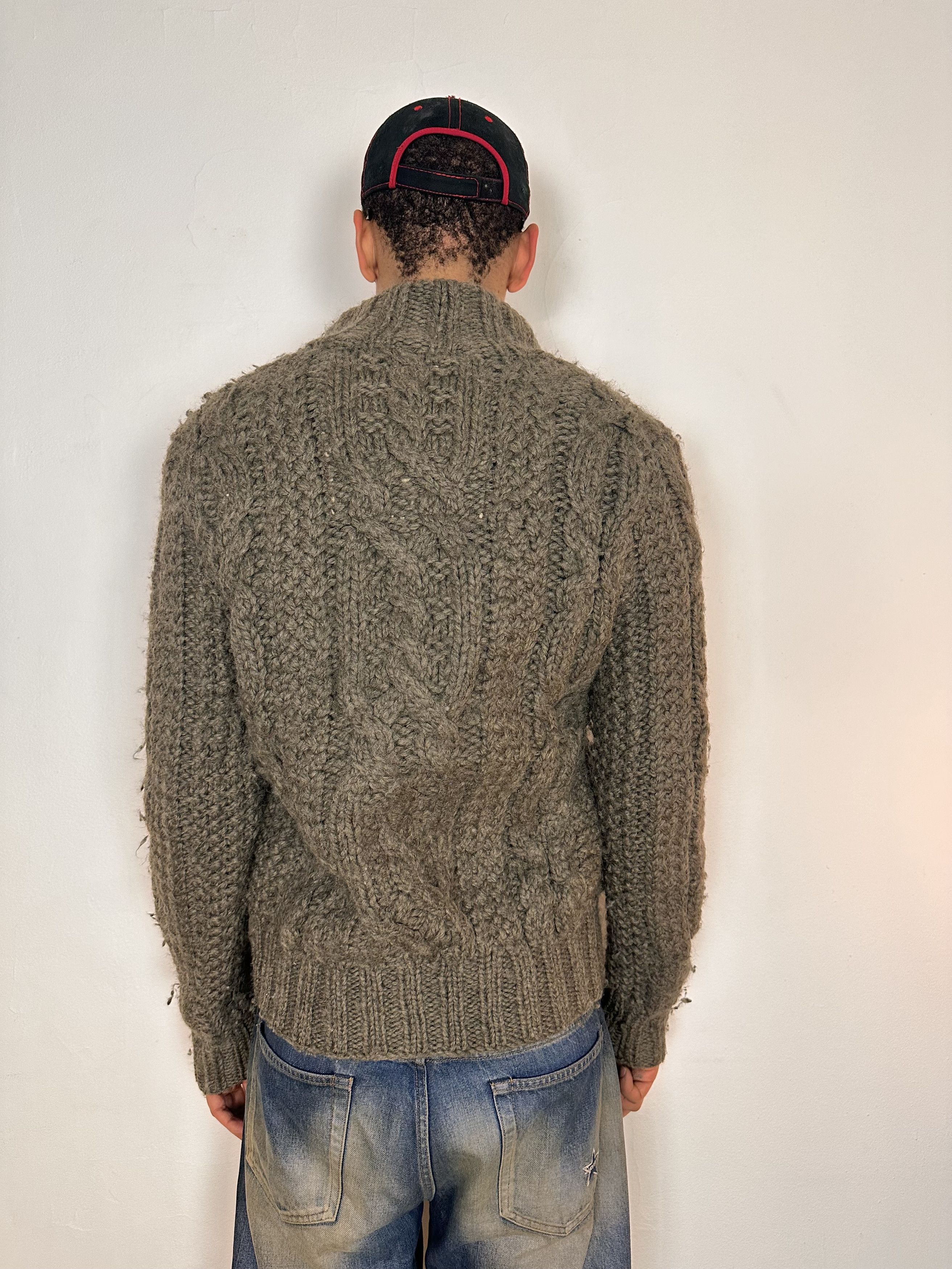Abercrombie & Fitch Vintage Abercrombie & Fitch Gray Cable knit cardigan Medium Size US M / EU 48-50 / 2 - 3 Thumbnail