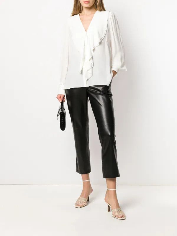 Alexander McQueen o1y0325 Silk Top in White Size M / US 6-8 / IT 42-44 - 2 Thumbnail