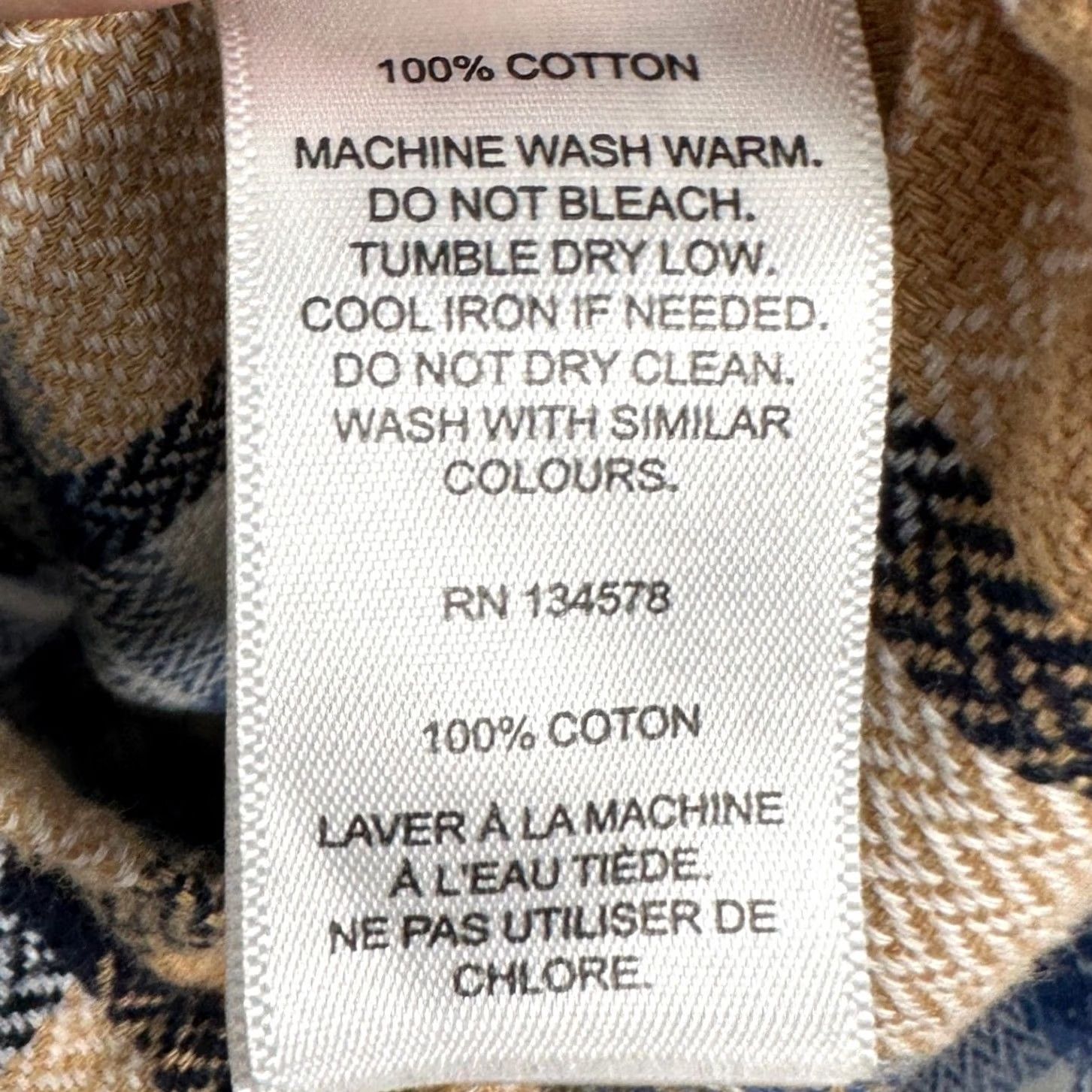 Vineyard Vines Vineyard Vines Shirt Mens Large Tan Blue Flannel Herringbone Plaid Button Up EUC Size US L / EU 52-54 / 3 - 5 Thumbnail