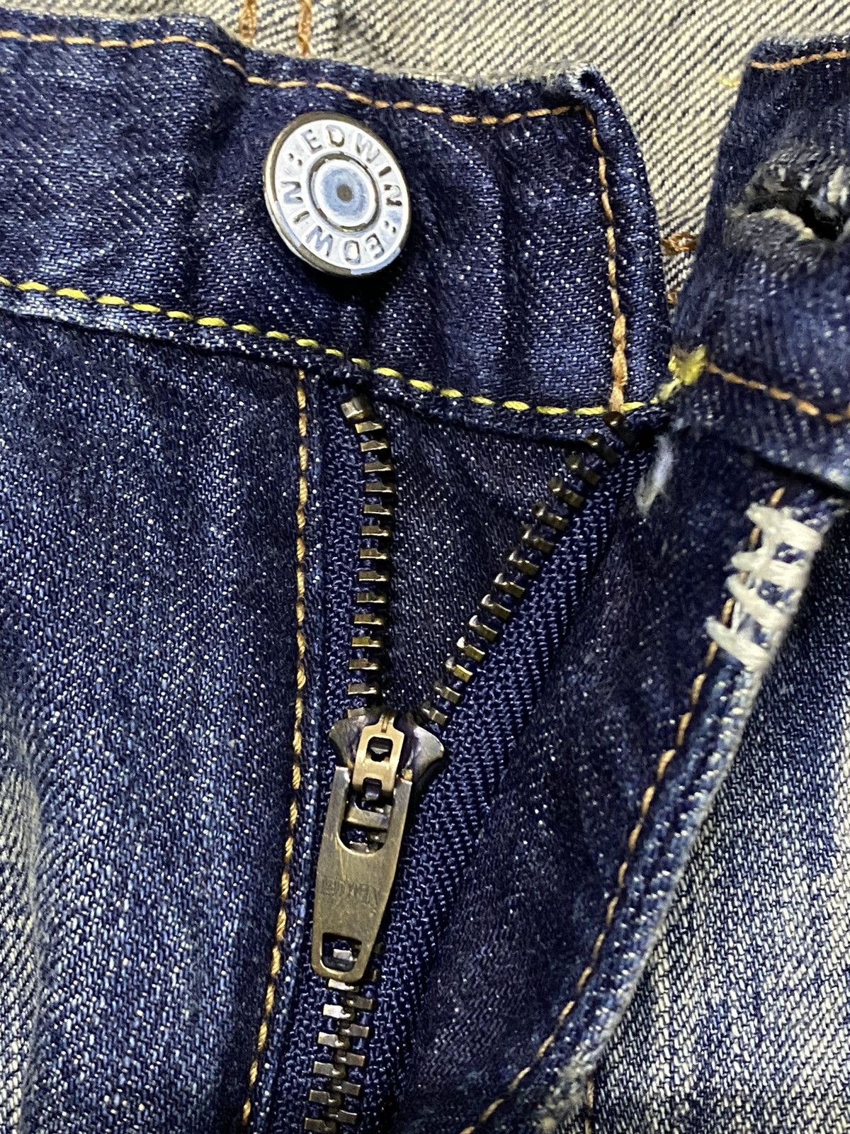 Japanese Brand Vintage Japanesed Brand Edwin MudWash Distressed Fit Jeans Size US 31 - 7 Thumbnail
