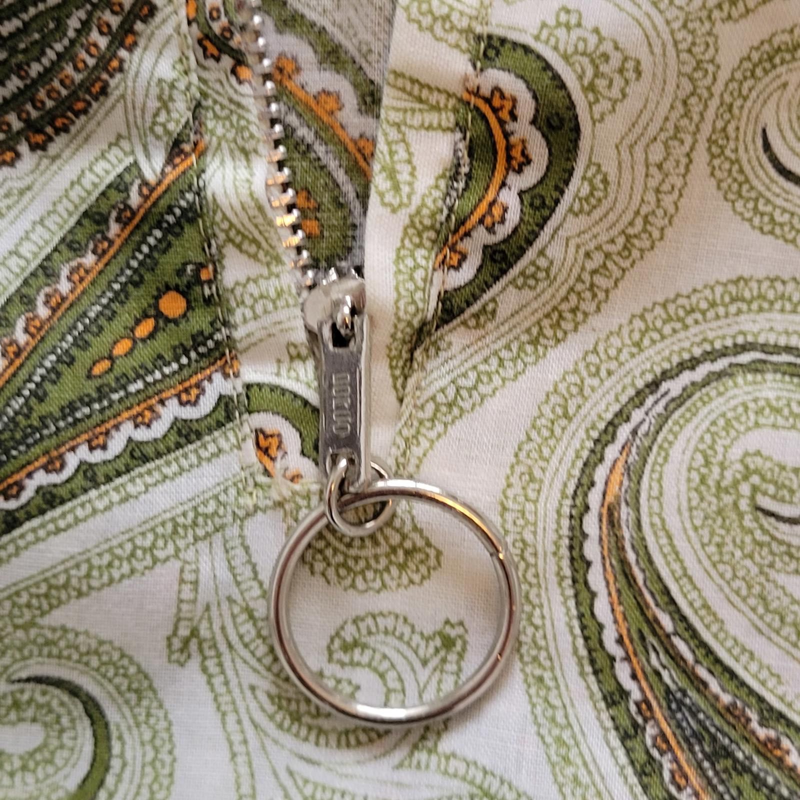 Other Trax Men's Medium Zip Shirt Short Sleeve Green Paisley Size 38R - 4 Thumbnail