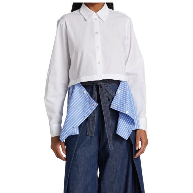 Rosetta Getty Rosetta Getty Paneled Cotton Button-Front Shirt Size M / US 6-8 / IT 42-44 - 4 Thumbnail