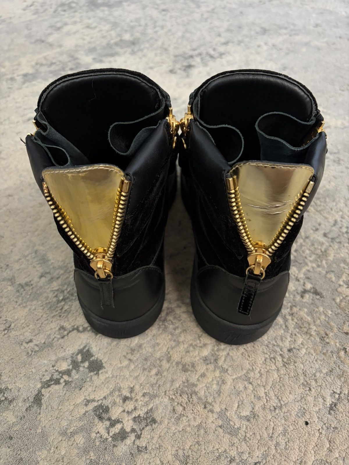 Giuseppe Zanotti Giuseppe Zanotti - Velour Gold Plate Zipper Sneakers Size US 10 / EU 43 - 4 Thumbnail