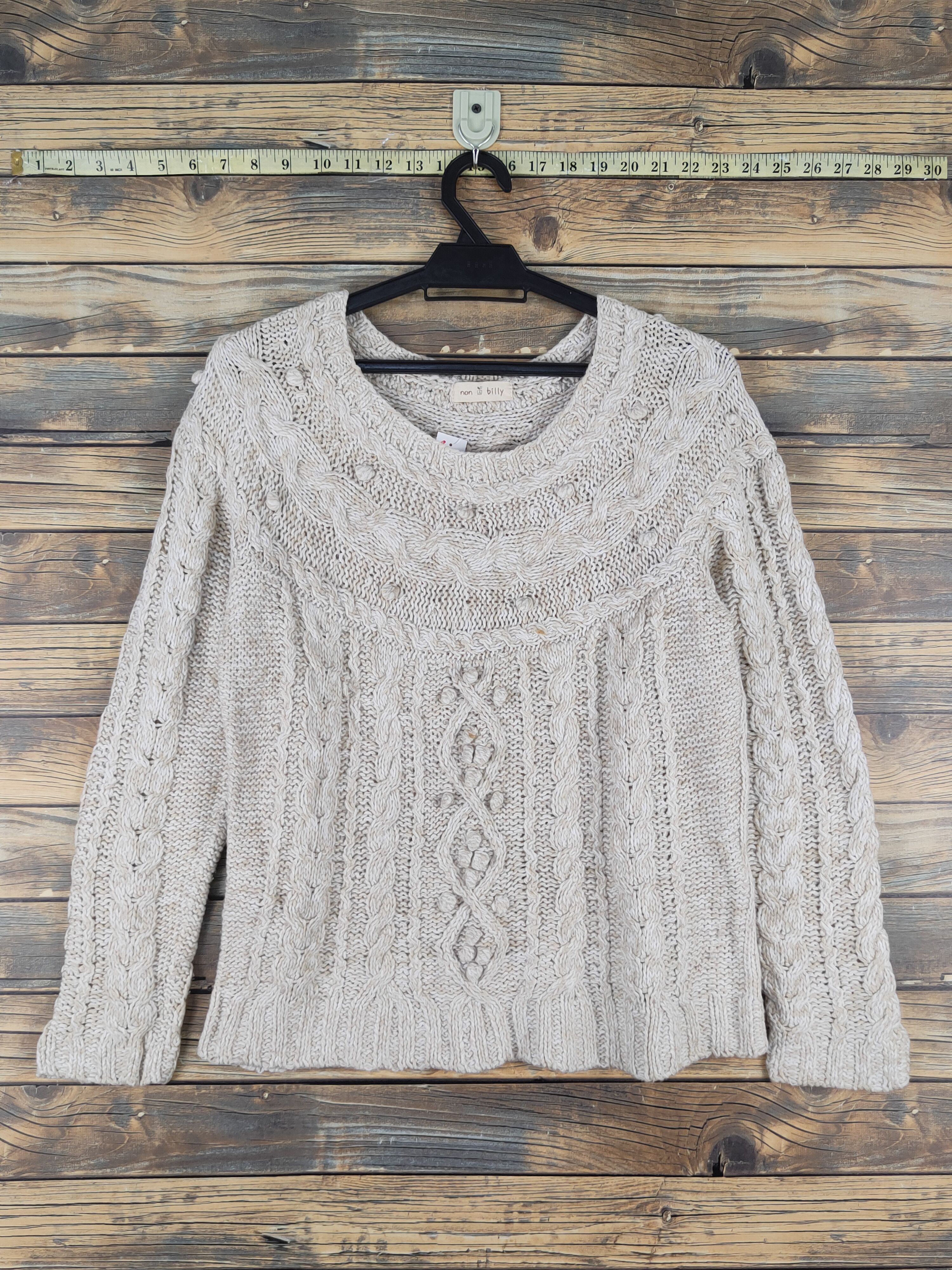 Aran Isles Knitwear × Japanese Brand × Vintage Non & Billy Light Brown Knitwear Cardigan #W1241 Size S / US 4 / IT 40 - 1 Thumbnail