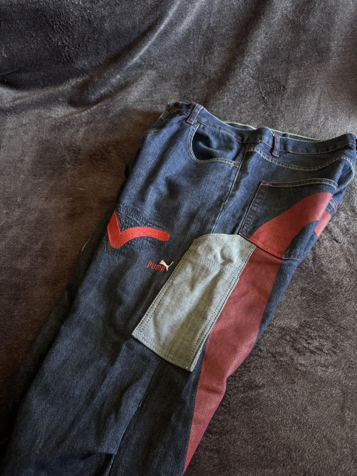 Evisu × Puma Evisu Puma vintage denim pants pocket big logo Size US 33 - 3 Thumbnail