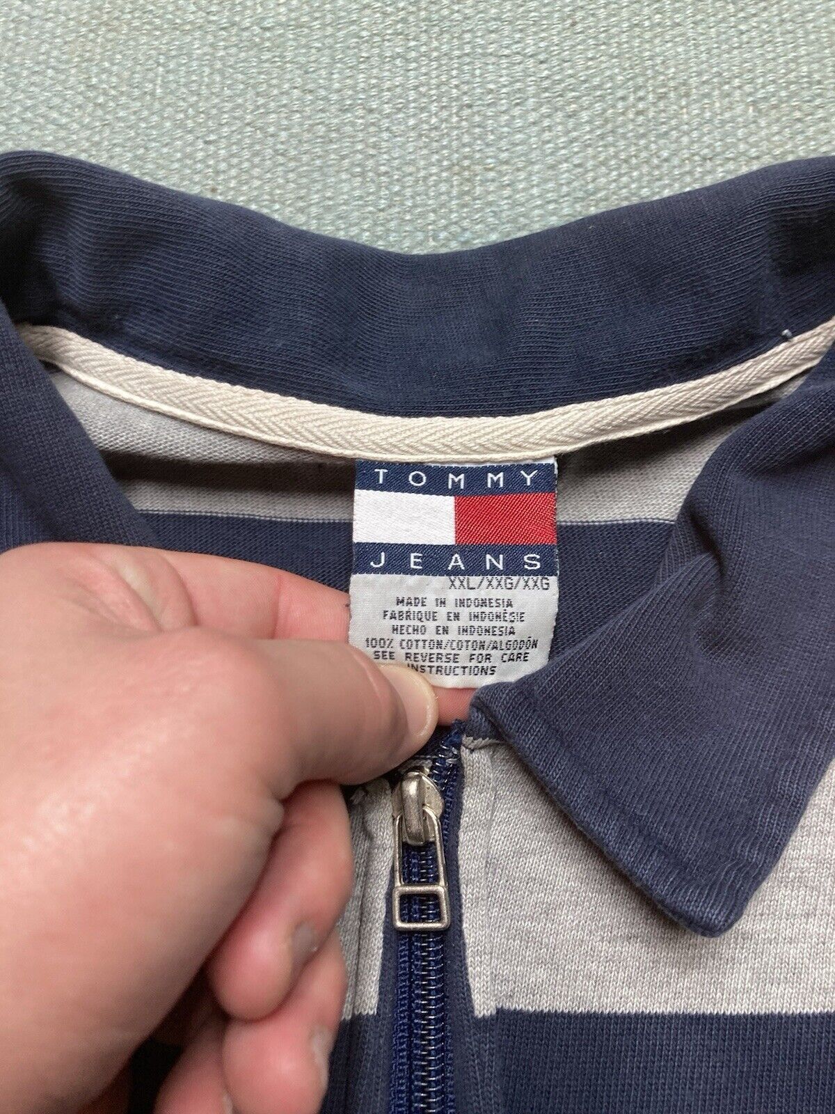 Tommy Hilfiger × Vintage VTG polo shirt Tommy Hilfiger striped 2 tone cotton soft XXL Size US XXL / EU 58 / 5 - 3 Thumbnail