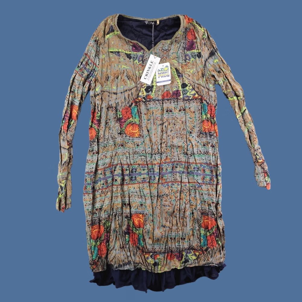 Vintage VINTAGE Vasna Dress Womens Small Crinkle Long Sleeve Shirt Abstract floral Size S / US 4 / IT 40 - 1 Thumbnail