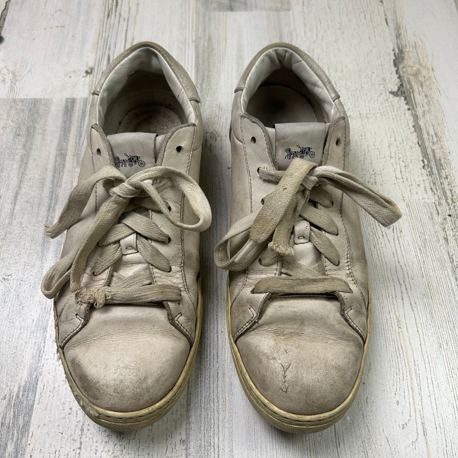 Coach Men's Coach C126 Sneakers (fg1947) White Leather Lace Up Size US 9.5 / EU 42-43 - 4 Thumbnail