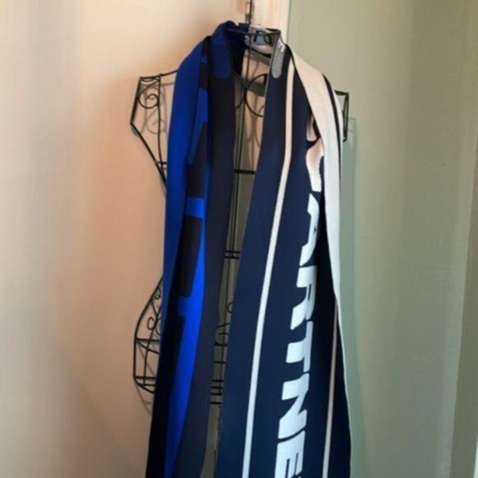 Stella McCartney Stella McCartney knit scarf blue black and white Size ONE SIZE - 4 Thumbnail