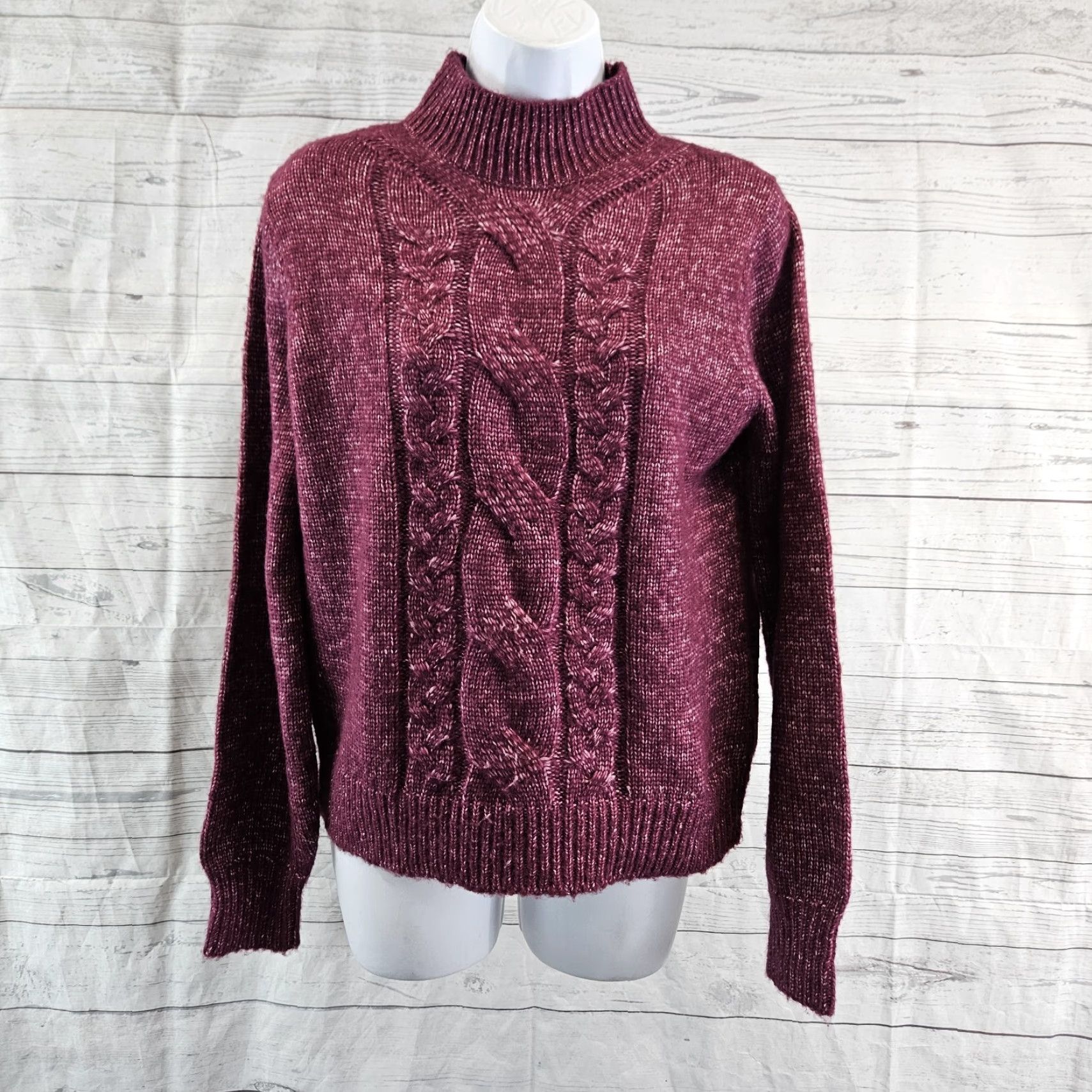 Banana Republic Banana Republic Womens Cable Knit Sweater Sz Small Purple Long Sleeve Pullover Size S / US 4 / IT 40 - 2 Thumbnail