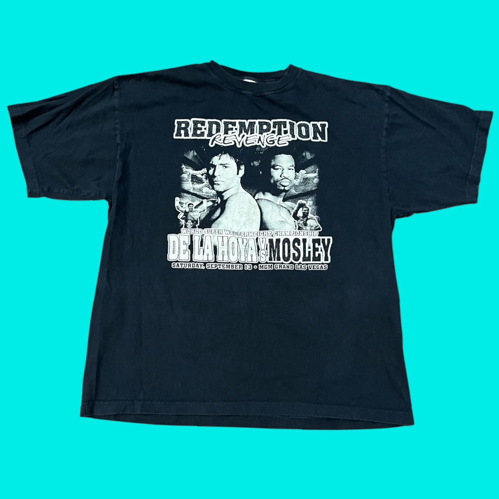 Vintage VINTAGE Oscar De La Hoya Vs Shane Mosley 2 Redemption T Shirt 2XL Black Boxing Fighting Mens T-Shirt Size US XXL / EU 58 / 5 - 1 Thumbnail