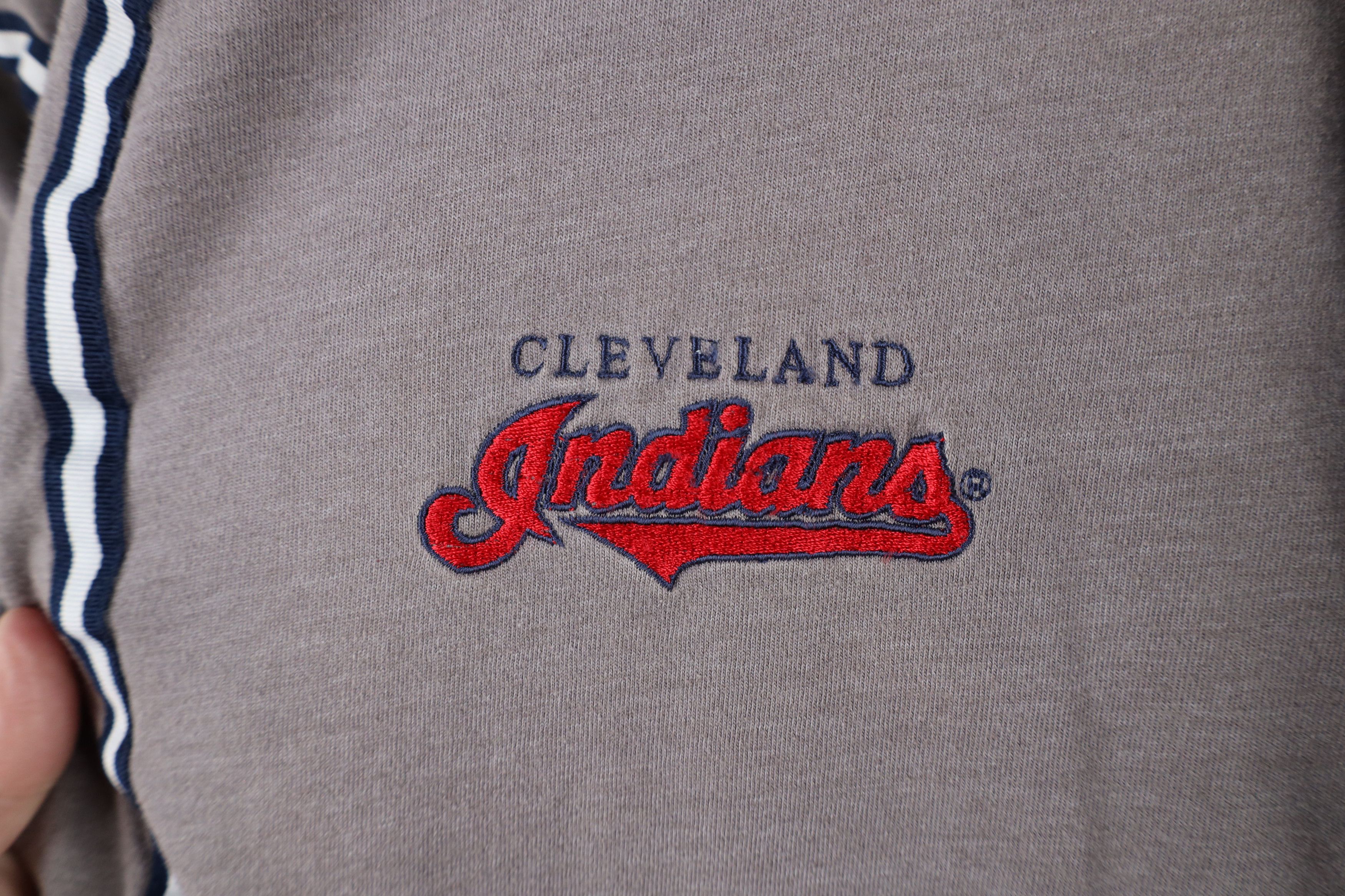 Vintage Vintage 90s Spell Out Cleveland Indians Baseball Jersey Gray Size US XL / EU 56 / 4 - 4 Thumbnail