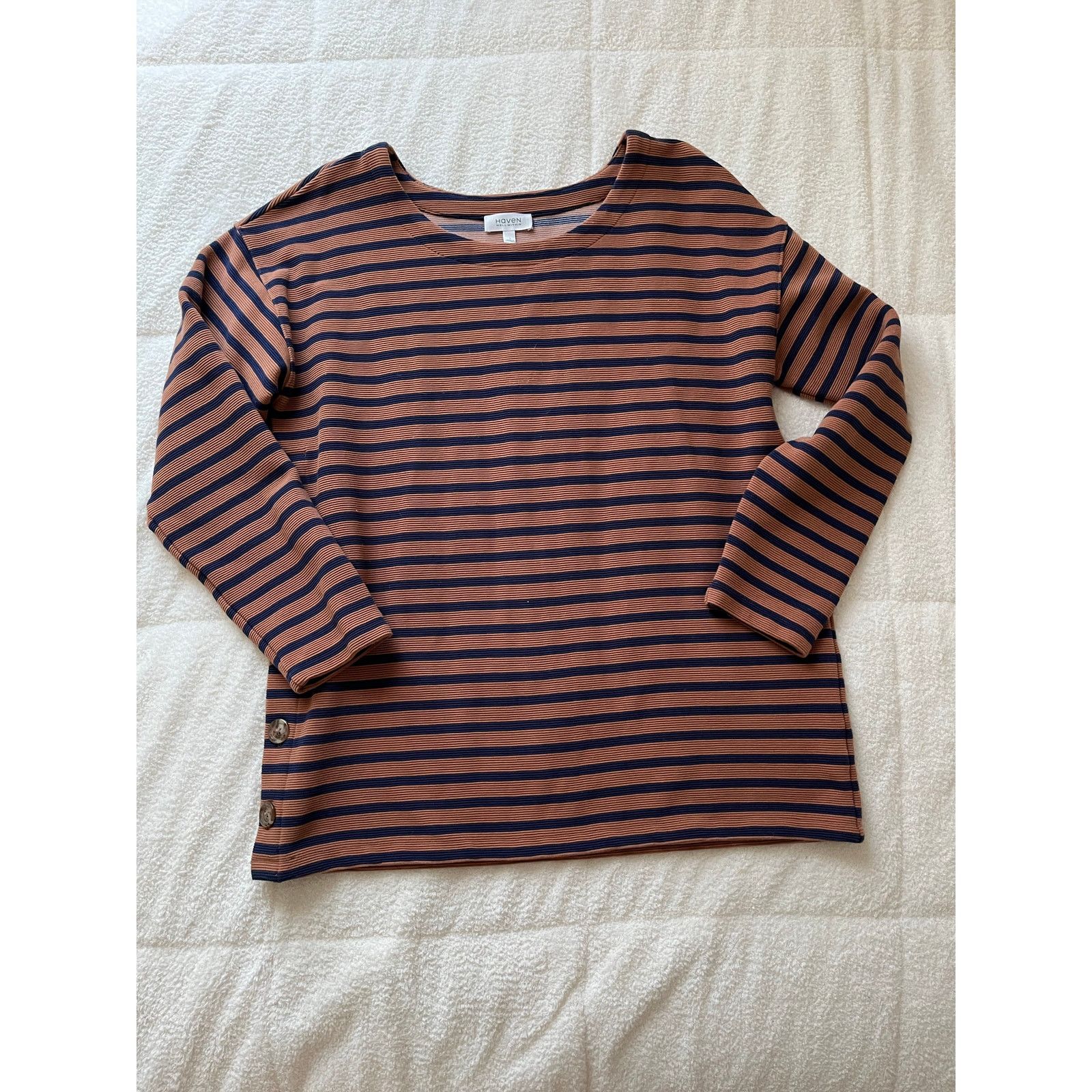 Haven Haven Well Within Marled Knit Striped Boat Neck Top Long Size L / US 10 / IT 46 - 1 Thumbnail