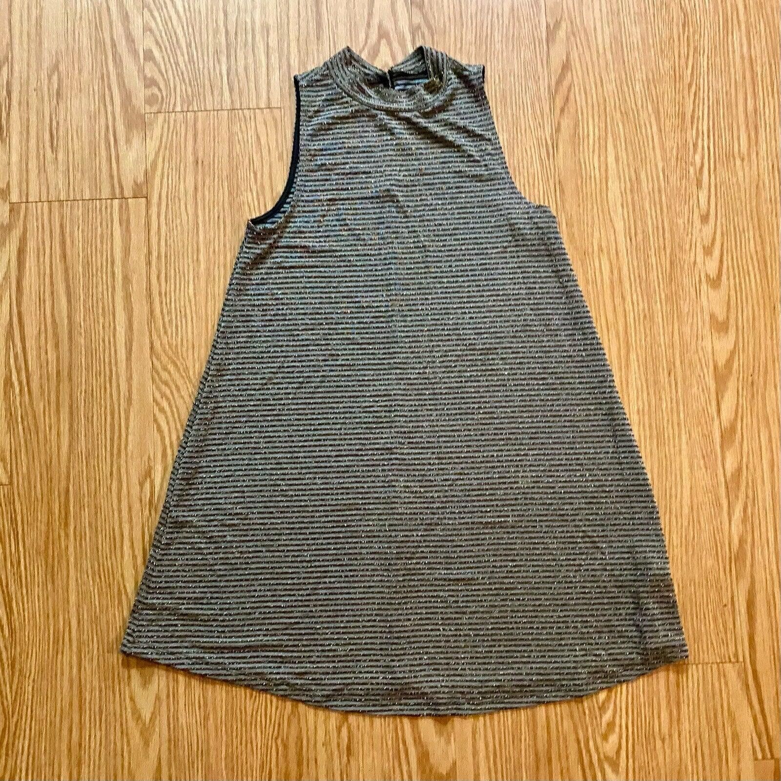 Everlane Everly Gold Metallic Stripe Mini Shift Dress Womens Small Size S / US 4 / IT 40 - 12 Thumbnail