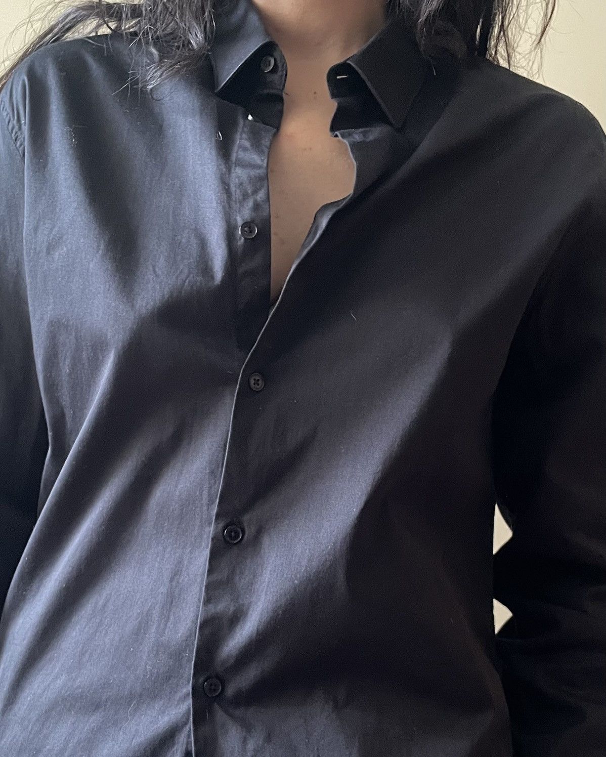 Emmanuelle Khanh Vintage Emmanuelle Khanh Black Cotton Shirt Size L / US 10 / IT 46 - 2 Thumbnail